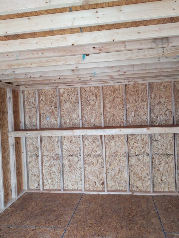 Shelf in a Loft Style Shed on the rear wall