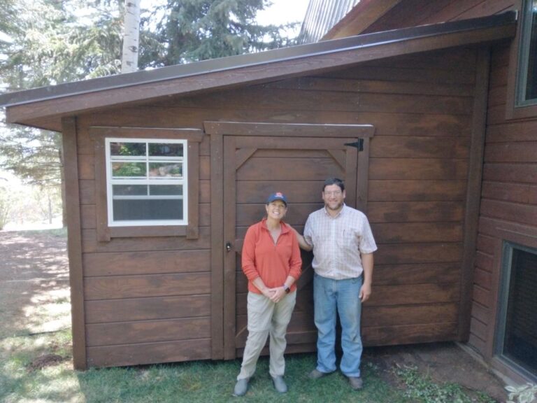 Lean to with T-111 Stained horizontal Siding.